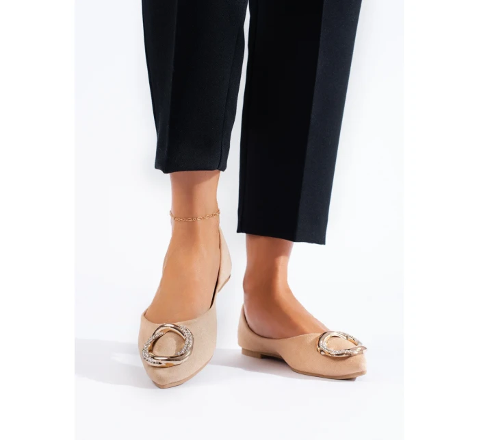 Pěkné hnědé  baleríny dámské bez podpatku