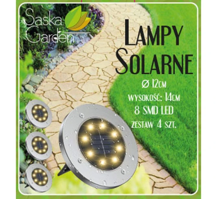 SOLÁRNÍ LAMPA 8 LED SMD PRO PROLOMENÍ KPL.4PCS