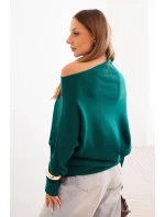 Dámský svetr viskózový asymetrický netopýří světle mořský