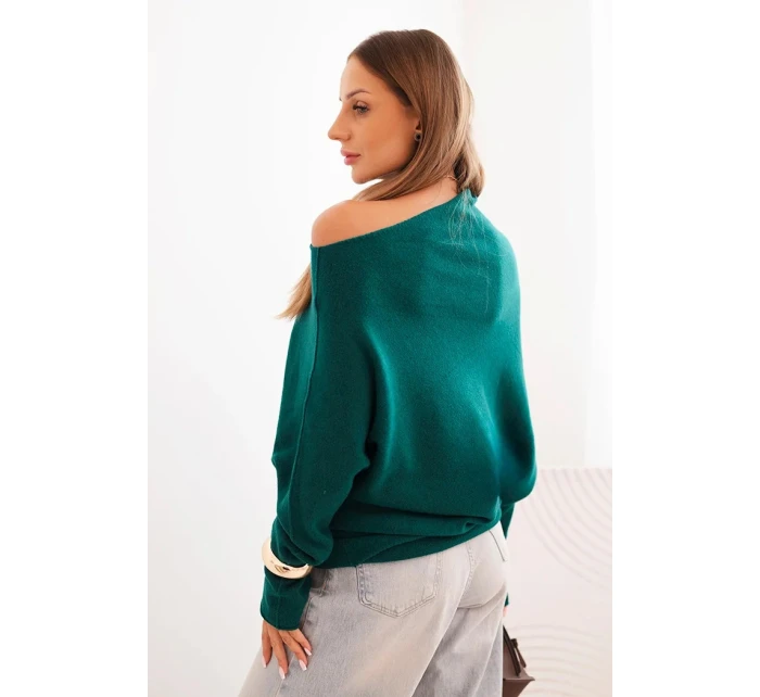 Dámský svetr viskózový asymetrický netopýří světle mořský