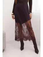Dámská viskózová sukně s krajkou švestková Dámská viskózová sukně s krajkou švestková