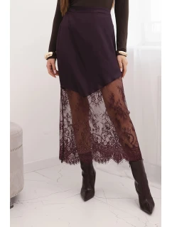 Dámská viskózová sukně s krajkou švestková