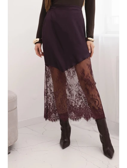 Dámská viskózová sukně s krajkou švestková Dámská viskózová sukně s krajkou švestková