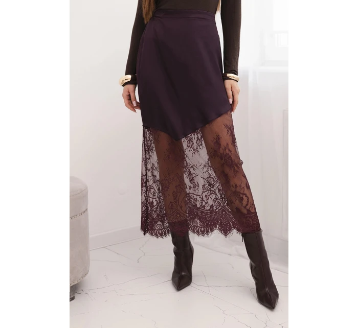Dámská viskózová sukně s krajkou švestková Dámská viskózová sukně s krajkou švestková