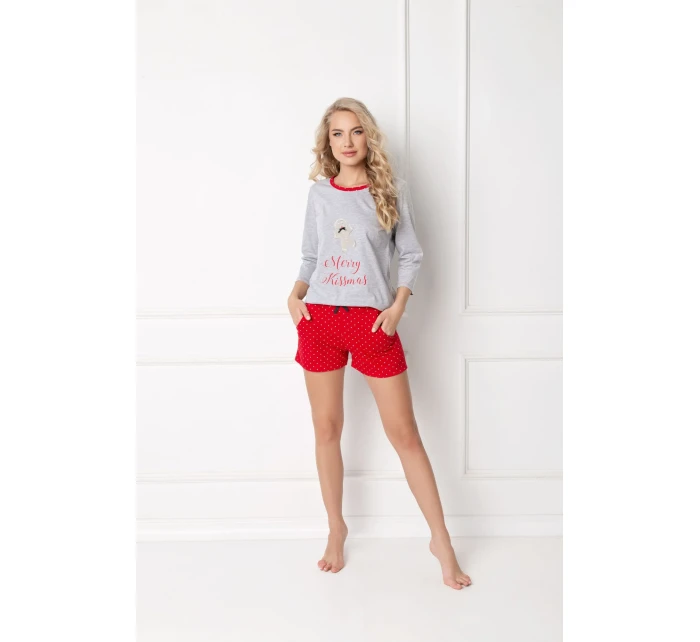 Pyžamo Cookie Short Grey-Red - Aruelle Pyžamo Cookie Short Grey-Red - Aruelle