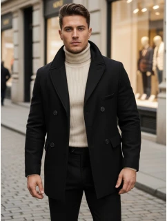 Pánský černý kabát model 21963884 - Dstreet