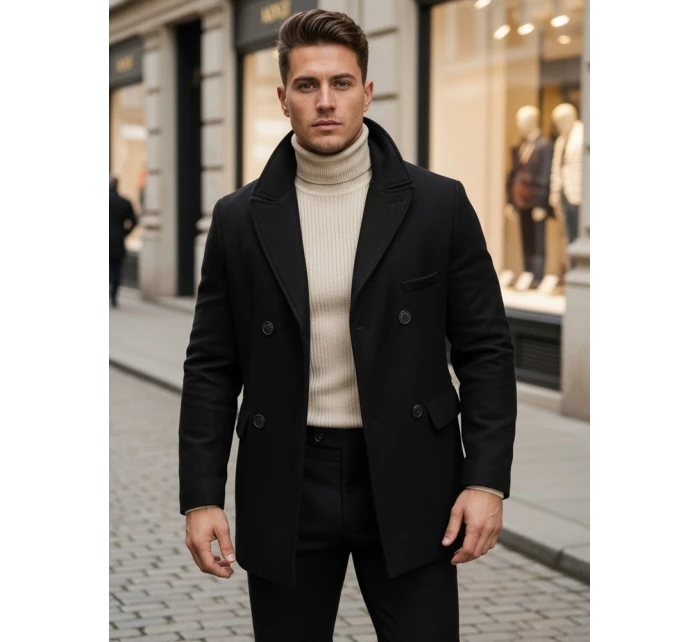 Pánský černý kabát model 21963884 - Dstreet