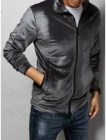 Pánská šedá velurová mikina model 21967343 - Dstreet