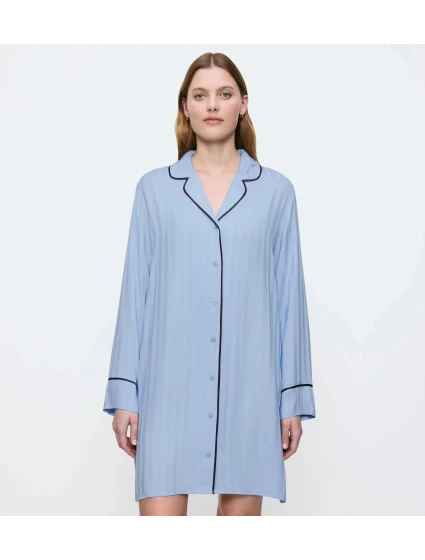 Dámská noční košile Amourette Jacquard NDW - ICE - modrá 00SA - TRIUMPH Dámská noční košile Amourette Jacquard NDW - ICE - modrá 00SA - TRIUMPH