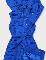 Dlouhá dámská vesta v chrpové barvě s páskem (JIN217)