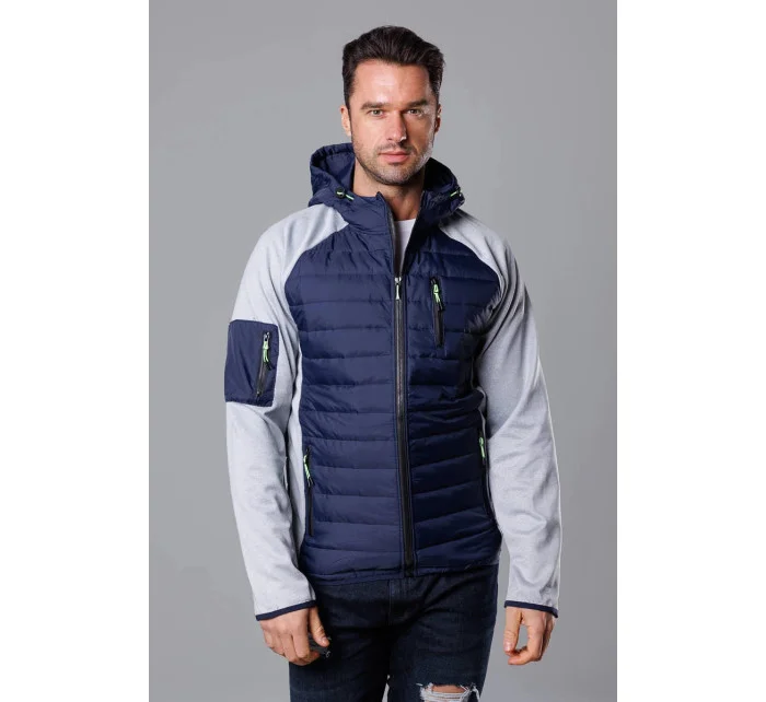 Tmavě pánská sportovní bunda z různých spojených materiálů model 18347870 - J.STYLE Tmavě pánská sportovní bunda z různých spojených materiálů model 18347870 - J.STYLE