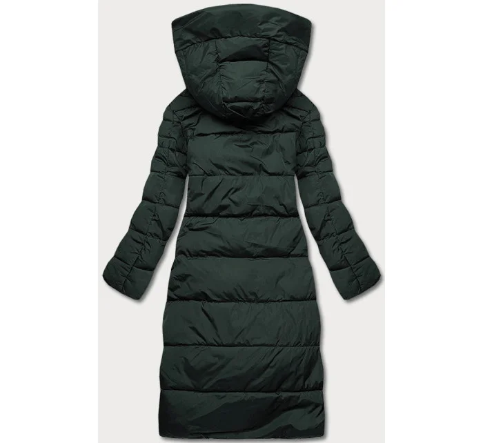 Tmavě zelená dlouhá dámská zimní bunda model 21246309 - LHD Tmavě zelená dlouhá dámská zimní bunda model 21246309 - LHD