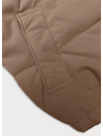 Krátká béžová dámská bunda pro přechodné období s odepínací kapucí J Style (16M9088-62)