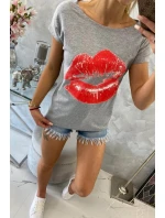 Halenka s potiskem rtů šedá Halenka s potiskem rtů šedá