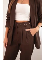 Komplet elegantní sako s kalhotami hnědý Komplet elegantní sako s kalhotami hnědý