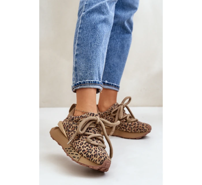 Dámské Zamszové Tenisky Na Platformě S Tlustým Šněrováním Panthera Artiker 55C0135 Hnědé