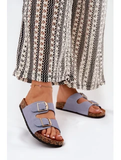 Dámské Pantofle Na Korek Platformě Se Zlatými Přezkami Modré Lisavionea