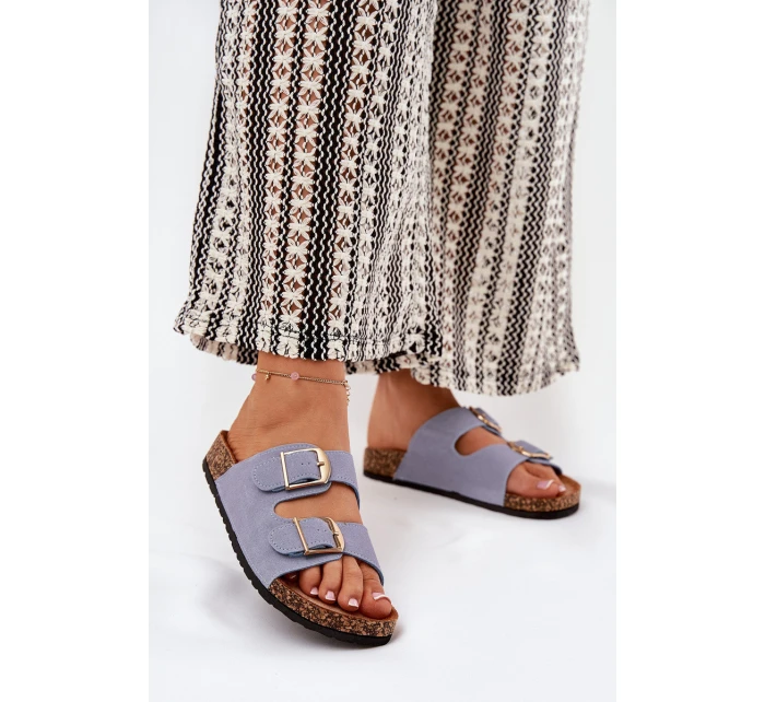 Dámské Pantofle Na Korek Platformě Se Zlatými Přezkami Modré Lisavionea Dámské Pantofle Na Korek Platformě Se Zlatými Přezkami Modré Lisavionea