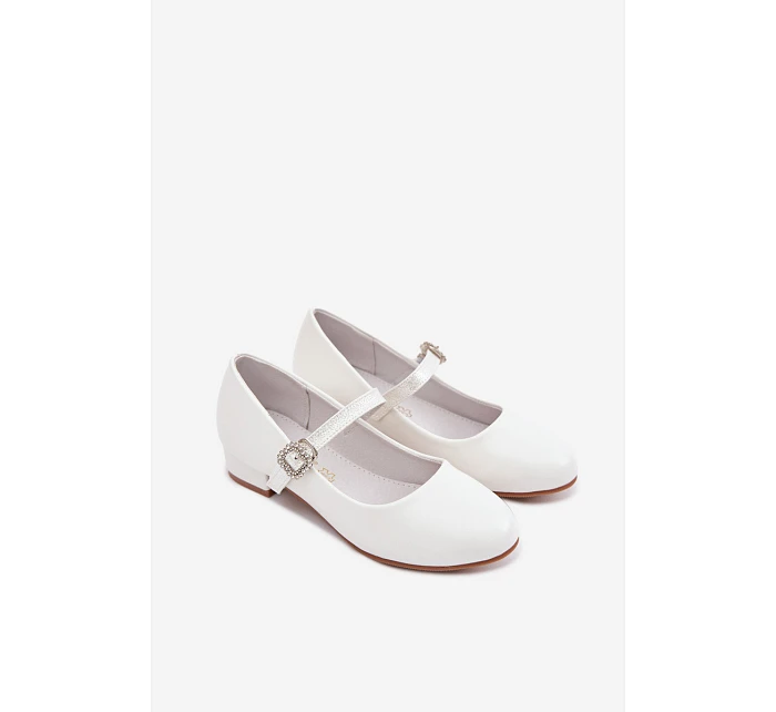 Dětské balerínky s brokátovým páskem Vinceza 13291 Bílé