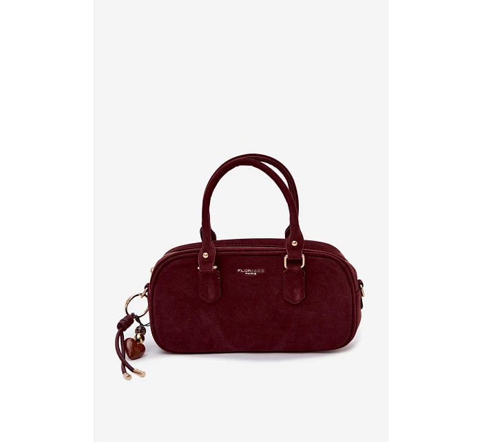 Malá bordová kabelka typu kufřík z eko semiše Annelle