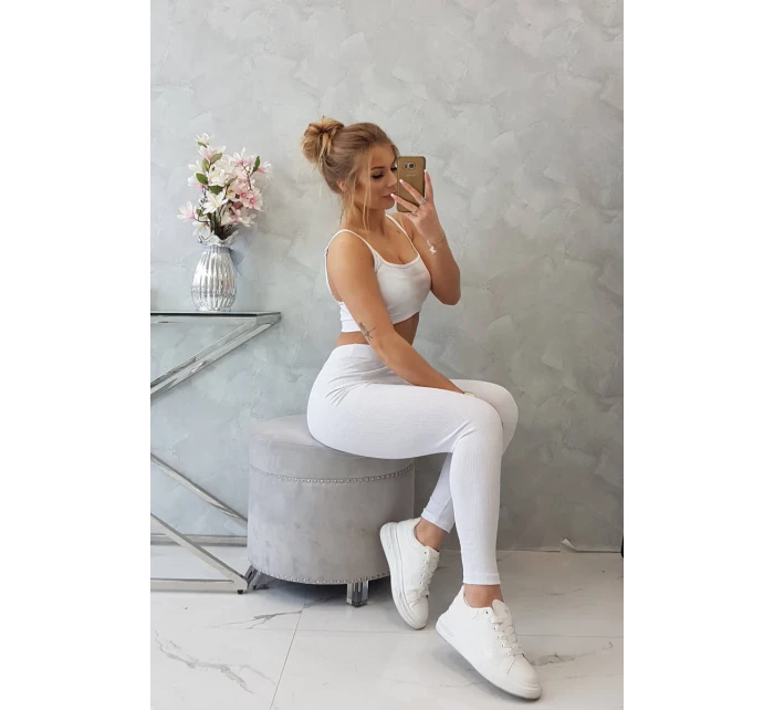 Souprava s halenkou horní pruhovaná bílá