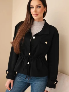 Dámská rozepínací mikina máslová s model 21952013 a kapsami černá - K-Fashion