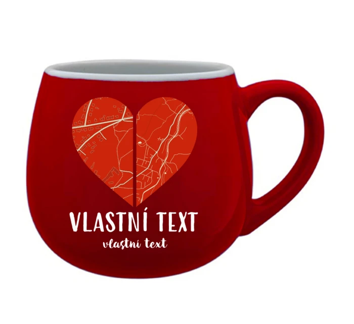 Personalizovaný keramický hrníček - dvě mapy jako srdce
