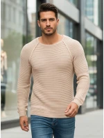 Pánský svetr přes hlavu béžový WX1578 Pánský svetr přes hlavu béžový WX1578