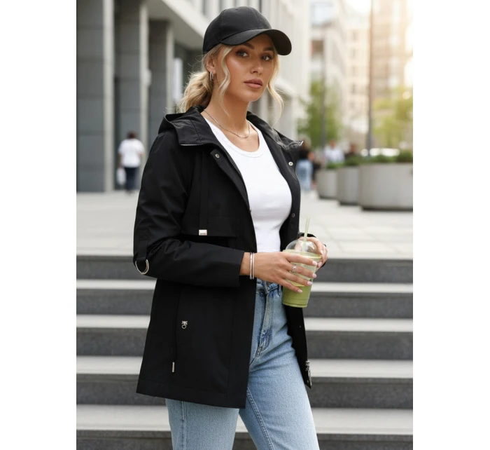 Dámská přechodná bunda s kapucí černá FashionStreet TY5626