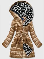 Lehká hnědá dámská zimní bunda se zateplenou kapucí (omdl-019)