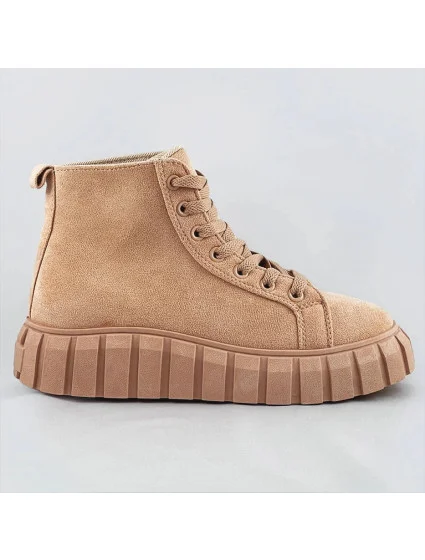 Světle béžové šněrovací boty z imitace semiše (XA057) Světle béžové šněrovací boty z imitace semiše (XA057)