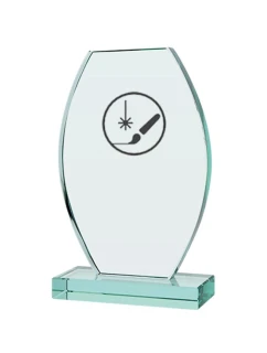 Gravírovaná skleněná trofej s pouzdrem + malířská výplň