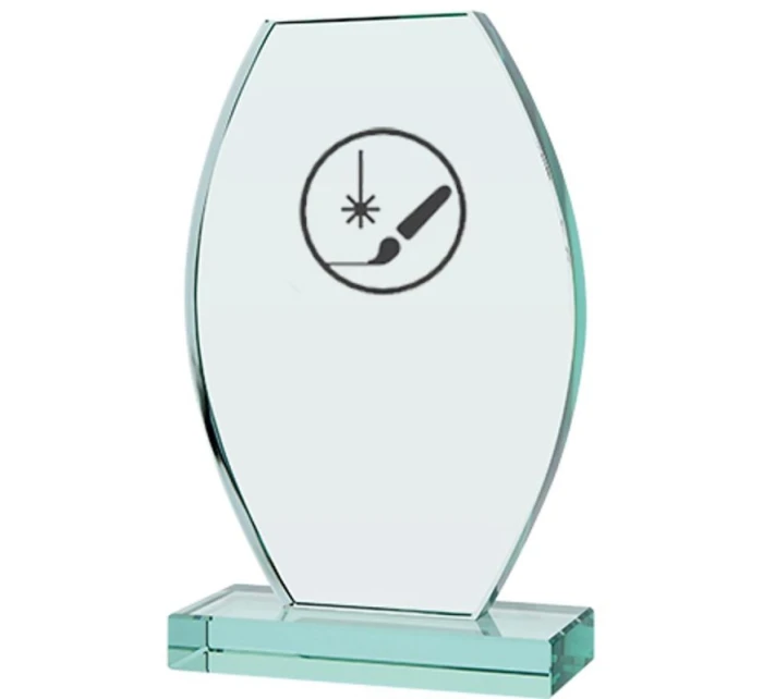 Gravírovaná skleněná trofej s pouzdrem + malířská výplň