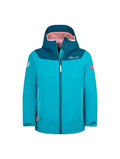 Trollkids Bergen Nepromokavá bunda aquamarine mist/port blue/peach mellow (611-137)