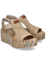 Dámské sandály na podpatku béžové Rieker 69472-60