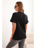 Dámská bavlněná blůza model 21308399 střihu černá - K-Fashion