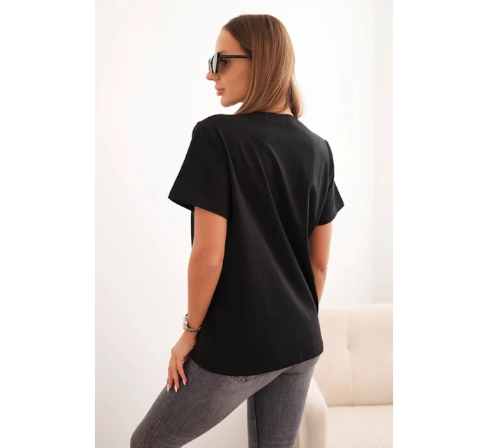 Dámská bavlněná blůza model 21308399 střihu černá - K-Fashion