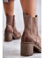 Dámské semišové boty na platformě Béžove model 21598697 - Boto