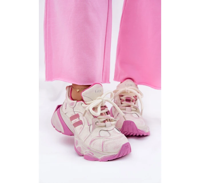 Dámské Kožené Tenisky model 21692727 Růžové - Goe