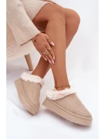 Dámské sněhule na platformě s kožešinkou a prošitími světle béžové Arelina Dámské sněhule na platformě s kožešinkou a prošitími světle béžové Arelina