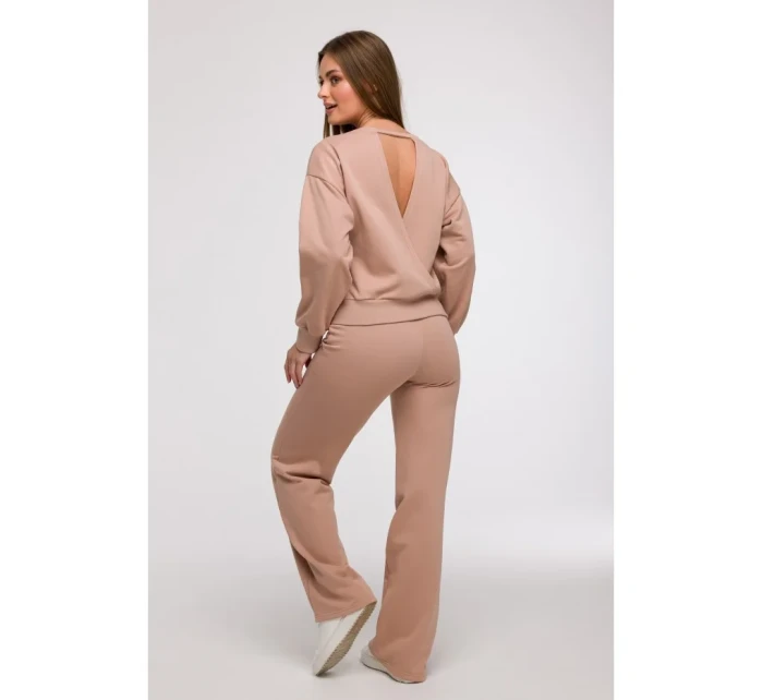 B293 Mikina s otevřenými zády - mocca