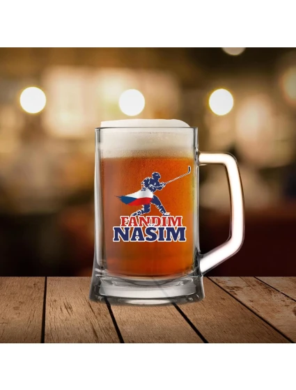 FANDÍM NAŠIM (vlajka+hokejista) - pivní sklenice 0,5 l FANDÍM NAŠIM (vlajka+hokejista) - pivní sklenice 0,5 l