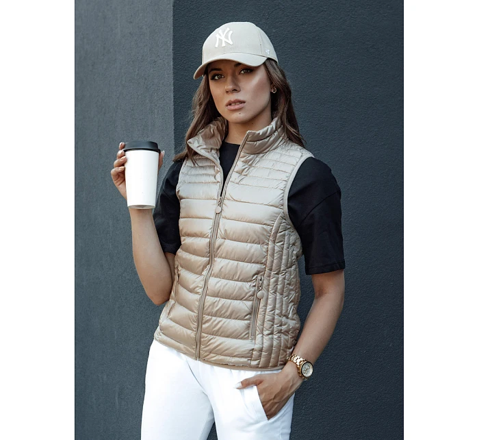 Dámská prošívaná vesta se stojáčkem TY4439 béžová  - FashionStreet