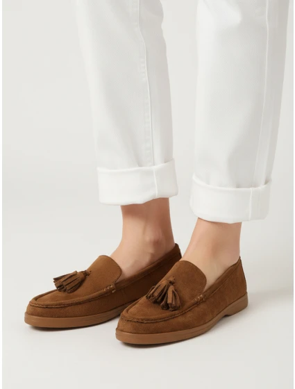 Dámské semišové hnědé mokasíny FashionStreet ZY1343