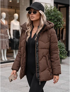 Kurtka damska zimowa pikowana z kapturem brązowa model 22371746 - FashionStreet