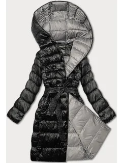 Černá dámská bunda pro přechodné období s páskem model 21248778 - Libland