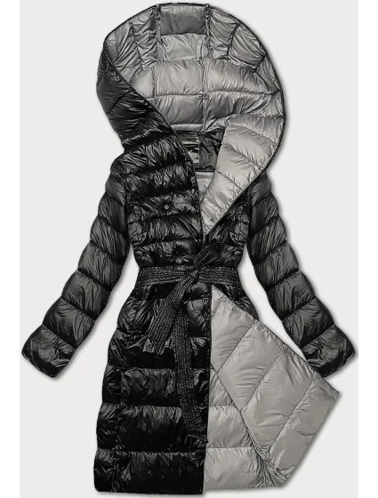 Černá dámská bunda pro přechodné období s páskem model 21248778 - Libland