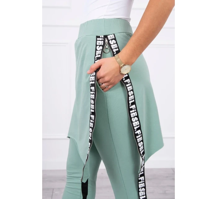 Kalhoty/oblek s nápisem selfie tmavě mátový