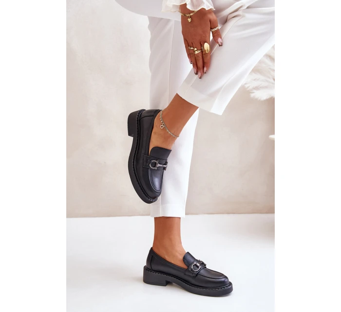 Dámské kožené mokasíny černé model 21633347 - SERGIO LEONE