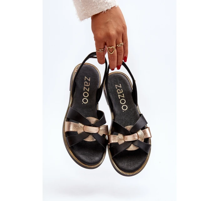 Dámské černé kožené sandály model 21651679 - Zazoo